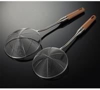 Unyqoos® : Passoire en acier inoxydable de 42 cm avec manche en bois – idéale pour la friture, la cuisson et l'égouttage des pâtes, des spätzle et des boulettes