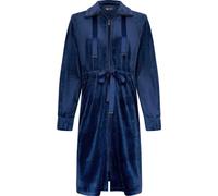 Unyqoos® Pastunette Premium : Peignoir en velours avec fermeture éclair – Bleu marine (Chic Blue Beauty) – Taille S, Longueur 100 cm, 95% polyester/5% Élasthanne