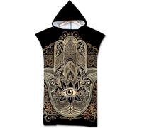 Unyqoos® - Peignoir de bain en microfibre, 75 x 110 cm - Peignoir de change avec capuche, unisexe, à séchage rapide (205 g/m²), ultra-léger et compact, avec sac de transport, modèle 20