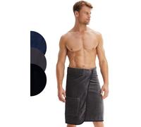 Unyqoos® : Peignoir de bain pour hommes – Absorbant, 100% coton ; extérieur en velours et doublure intérieure en molleton, fermeture réglable à scratch, longueur 60 cm, tour de taille 90–120 cm