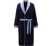 Unyqoos® Peignoir Hugo Boss Lord – 100% coton, bleu marine, taille M, tissu éponge doux au toucher velouté, col mao, ceinture à nouer et 2 poches plaquées, logo brodé