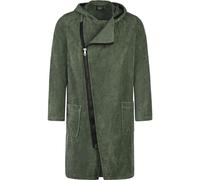 Unyqoos® Peignoir pour hommes, modèle Cawo, avec fermeture éclair diagonale et capuche, 100% coton premium (éponge), couleur verte, taille L (54/56), longueur 110 cm