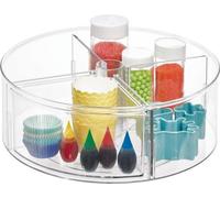 Unyqoos® Plateau tournant "Lazy Susan" – Organisateur transparent pour épices, diamètre 29,2 cm x 11,1 cm, 4 compartiments réglables et divisés, fabriqué à partir de RPET recyclé