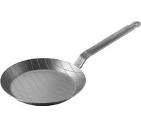 Unyqoos® Poêle en fonte forgée, diamètre 24 cm – Robuste poêle en fonte avec fond à motif losangique, couleur argent, pour utilisation sur plaque de cuisson, barbecue et four