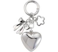 Unyqoos® : Porte-clés élégant en argent avec un cœur et un motif floral – surface brillante, idéal pour les femmes, comme accessoire pour sac ou téléphone, parfait pour un cadeau