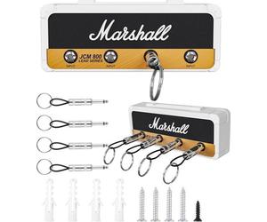 Unyqoos® Porte-clés mural Marshall – Porte-clés pour guitares vintage JCM800 avec 4 supports, noir et blanc, cadeau pour les passionnés de musique