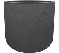 Unyqoos® : Pot de fleurs rond anthracite avec réservoir d'eau, aspect pierre, résistant aux UV et modulaire – pour intérieur et extérieur, fabrication française