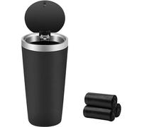 Unyqoos® : Poubelle de voiture automatique – compacte et portable, couvercle étanche, couleur argent, dimensions 6 x 15 x 9 cm, plastique étanche, s'adapte aux porte-gobelets et aux compartiments de l