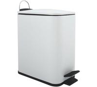 Unyqoos® : Poubelle élégante blanche de 5 litres en acier inoxydable, avec système de fermeture douce, pédale large et seau intérieur amovible – idéale pour la salle de bain et la cuisine