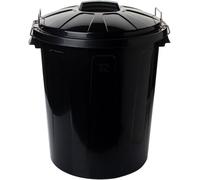 Unyqoos® Poubelle étanche de 51 litres, en plastique, noire – Conteneur à déchets robuste avec couvercle rabattable étanche aux odeurs, poignées de transport et parois renforcées, pour une utilisation