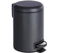 Unyqoos® : Poubelle noire pour pédale – 3 litres, en acier laqué mat, avec insert en plastique amovible, dimensions : 17 x 25 x 22,5 cm, idéale pour la salle de bain, les toilettes et le bureau