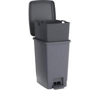 Unyqoos® : Poubelle rectangulaire de 30 litres – Fabriquée à partir de 95 % de plastique recy vec un bac intérieur amovible et une pédale en métal renforcée, idéale pour la maison et le bureau