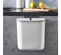 Unyqoos® Poubelle suspendue pour cuisine, 10 litres – étanche, fixation murale ou sur porte (jusqu'à 2,5 cm), en polypropylène, dimensions : 25,4 x 15,2 x 27,9 cm, avec support de sac amovible