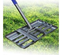 Unyqoos® - Racloir à gazon professionnel, 43 x 25 cm - Manche réglable de 109 à 177 cm, diamètre de la tige de 2,8 cm, pour niveler la pelouse, la terre, le sable et le paillis