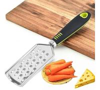 Unyqoos® : Râpe de cuisine compacte en acier inoxydable avec un manche ergonomique en silicone – idéale pour râper finement et zester le fromage, les agrumes et le gingembre, et lavable au lave-vaisse