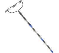 Unyqoos® – Râteau de jardin en métal, 14 dents – Râteau robuste pour ameublir le sol, manche réglable 192 cm, poignée antidérapante