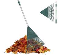 Unyqoos® Râteau de jardin réglable, 107–156 cm – Tête en plastique, 26 dents renforcées, manche ergonomique antidérapant à 360°, suspendable, idéal pour le jardin et l'extérieur
