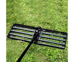 Unyqoos® – Râteau de jardin robuste, doté d'un cadre en acier, avec une lame de 75 x 25 cm et une tige amovible de 1,9 m pour faciliter le nivellement de la pelouse, de la terre et du sable