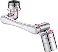 Unyqoos® Régulateur de jet rotatif (1440°) – Aérateur en laiton chromé et ABS, pour robinets de 20 à 24 mm, permettant d'économiser jusqu'à 70 % d'eau, avec 2 types de jets pour la cuisine et la salle