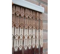 Unyqoos® Rideau de porte NÎMES 2, 100 x 230 cm – Rideau décoratif à clips, marron/crème/taupe, 20% coton/80% plastique, barre supérieure blanche, pratiquement insonore