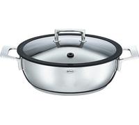 Unyqoos® Rösle, cocotte silencieuse de 28 cm – en acier inoxydable avec noyau en aluminium, revêtement antiadhésif ProResist, couvercle en verre, compatible avec les plaques à induction et les fours
