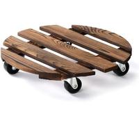 Unyqoos® : Rouleau de transport pour plantes, diamètre 40 cm, en bois massif. Plateau de transport pour faciliter le déplacement des plantes, avec des roulettes en métal/polypropylène à 360° et systèm