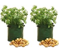 Unyqoos® Sac de culture pour pommes de terre, 40 litres – réutilisable, pliable, en polyéthylène, avec trous de drainage et poignées de transport renforcées, accompagné d'un guide de culture pour balc