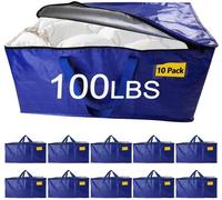 Unyqoos® Sac de déménagement et de rangement de grande capacité, 95 litres – 75 x 37 x 34 cm, en matériau PE, jusqu'à 45,4 kg, double fermeture éclair, poignées renforcées, pliable, fenêtre transparen