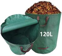 Unyqoos® : Sac de jardin robuste et pliable, 120 litres – résistant à la déchirure, avec 4 poignées de transport et un anneau de stabilisation, réutilisable et peu encombrant