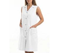 Unyqoos® Schriks, blouse de travail sans manches, blanche – Taille M (38/40, tour de poitrine 110 cm), 35% coton/65% polyester, fermeture à boutons, 2 poches, fabriquée aux Pays-Bas, personnalisable p
