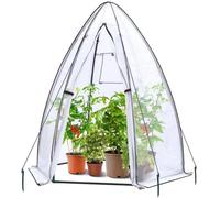 Unyqoos® : Serre portable résistant aux intempéries, dimensions 160 x 138 x 180 cm – base hexagonale et toit en pente, bâche en PE, structure métallique avec revêtement en poudre, porte avec fermeture