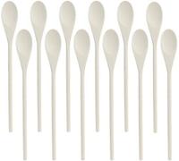 Unyqoos® Set de 12 cuillères de cuisine en bois, en bois de peuplier, dimensions 3,9 x 30,2 cm (20 cm de manche) – résistantes à la chaleur, antiadhésives, non toxiques, lavables au lave-vaisselle, po