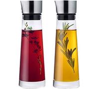 Unyqoos® : Set de vinaigre et d'huile – Bouteilles de 150 ml, en verre transparent avec finition mate en acier inoxydable, plastique et silicone, design ergonomique, facile à nettoyer, style industrie