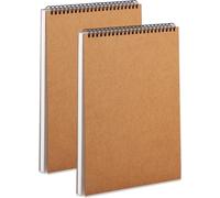 Unyqoos® Skizzenblock A4, 2er-Set – spiralgebundenes Zeichenbuch für Kinder & Erwachsene, 120 g/m² säurefreies Papier, 60 Blatt, robuste Hardboard-Cover