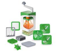 Unyqoos® : Spirale manuelle pour légumes avec un réservoir de 1200 ml, 7 lames interchangeables et une lame en acier inoxydable – Idéale pour réaliser des spirales de courgettes, des tranches, etc