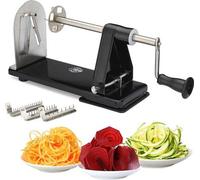 Unyqoos® – Spiraleuse à légumes professionnelle : acier robuste et sûr pour les aliments, aluminium noir, lames en acier inoxydable, choix de lames de 3/4/8 mm, dimensions : 25,5 x 11,5 cm, poids : 0,