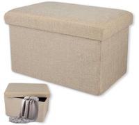 Unyqoos® : Tabouret de rangement pliable avec espace de stockage, beige. Assise rembourrée et respirante, gain de place et polyvalent, idéal pour le salon, la chambre, l'entrée