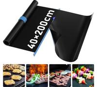 Unyqoos® Tapis de cuisson pour grill – 40 x 200 cm – Réutilisable, revêtement en fibre de verre PTFE, antiadhésif, sans PFOA, épaisseur 0,2 mm, résistant jusqu'à 260°C, adapté aux grills à gaz, au cha