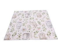 Unyqoos® : Tapis de jeu souple et pliable, motif lapin, 130 x 130 cm, avec base en latex antidérapante, idéal pour une utilisation intérieure et extérieure