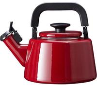 Unyqoos® Teekessel 2,1 L – Bouilloire à thé en acier émaillé, couleur rouge vin, sans nickel, compatible avec les plaques de cuisson à gaz et à induction, dimensions : 17 x 25 x 19 cm, poids : 1 kg