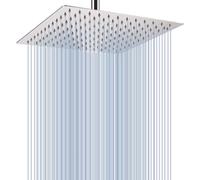 Unyqoos® Tête de pulvérisation Regenduschkopf 30 cm (12 pouces), carrée – Acier inoxydable 304, chromée, 90 buses, haute pression, filetage intérieur G1/2, articulation sphérique en cuivre, accessoire