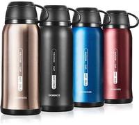 Unyqoos® Thermos 650 ml – Bouteille isotherme à double paroi en acier inoxydable 304, sans BPA, étanche, avec gobelet intégré, idéale pour le café et le thé, finition champagne doré