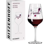 Unyqoos® Verre à vin rouge, 500 ml – Série Hartkristal n°5, verre en cristal avec inscription et décorations en platine, fabriqué en Allemagne, dimensions : H24 x Ø9,4 cm, 1 pièce