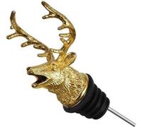 Unyqoos® Verseur à vin doré, design tête de cerf – Acier inoxydable, anti-fuite grâce au joint en silicone, universel pour le vin et les spiritueux