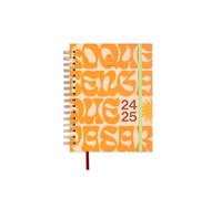 UO Agenda scolaire journalier : commence en septembre 2024 et se termine en août 2025, couverture rigide, avec 127 autocollants, élastique et ruban enregistrement, orange