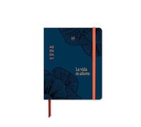 UO Kyoto Agenda scolaire mini semainier commence en septembre 2026 et se termine en août 2027, couverture rigide, ouverture super confortable à 180 degrés, comprend 114 autocollants, bleu