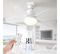 UOEONR Ventilateur de Plafond avec Lampe avec Télécommande,40W Lampe Ventilateur Plafond avec Douille E27,Dimmable Ventilateur Plafond LED pour Chambre, Salon,3 Vitesses (E27-Blanc-extension tiges)