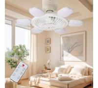 UOEONR Ventilateur de Plafond avec Lampe avec Télécommande,40W Lampe Ventilateur Plafond avec Douille E27,Dimmable Ventilateur Plafond LED pour Chambre, Salon,3 Vitesses (E27-Blanc-C)