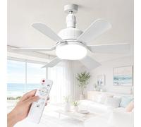 UOEONR Ventilateur de Plafond avec Lampe avec Télécommande,40W Lampe Ventilateur Plafond avec Douille E27,Dimmable Ventilateur Plafond LED pour Chambre, Salon,3 Vitesses (E27-Blanc-A)