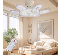 UOEONR Ventilateur de Plafond avec Lampe avec Télécommande,40W Lampe Ventilateur Plafond avec Douille E27,Dimmable Ventilateur Plafond LED pour Chambre, Salon,3 Vitesses (E27-Blanc-B)